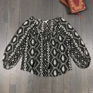 American Eagle Outfitters Ikat Henley Tassel Top